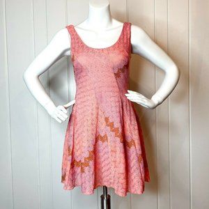 Free People XS Coral Mini Dress Lace Pink Crochet